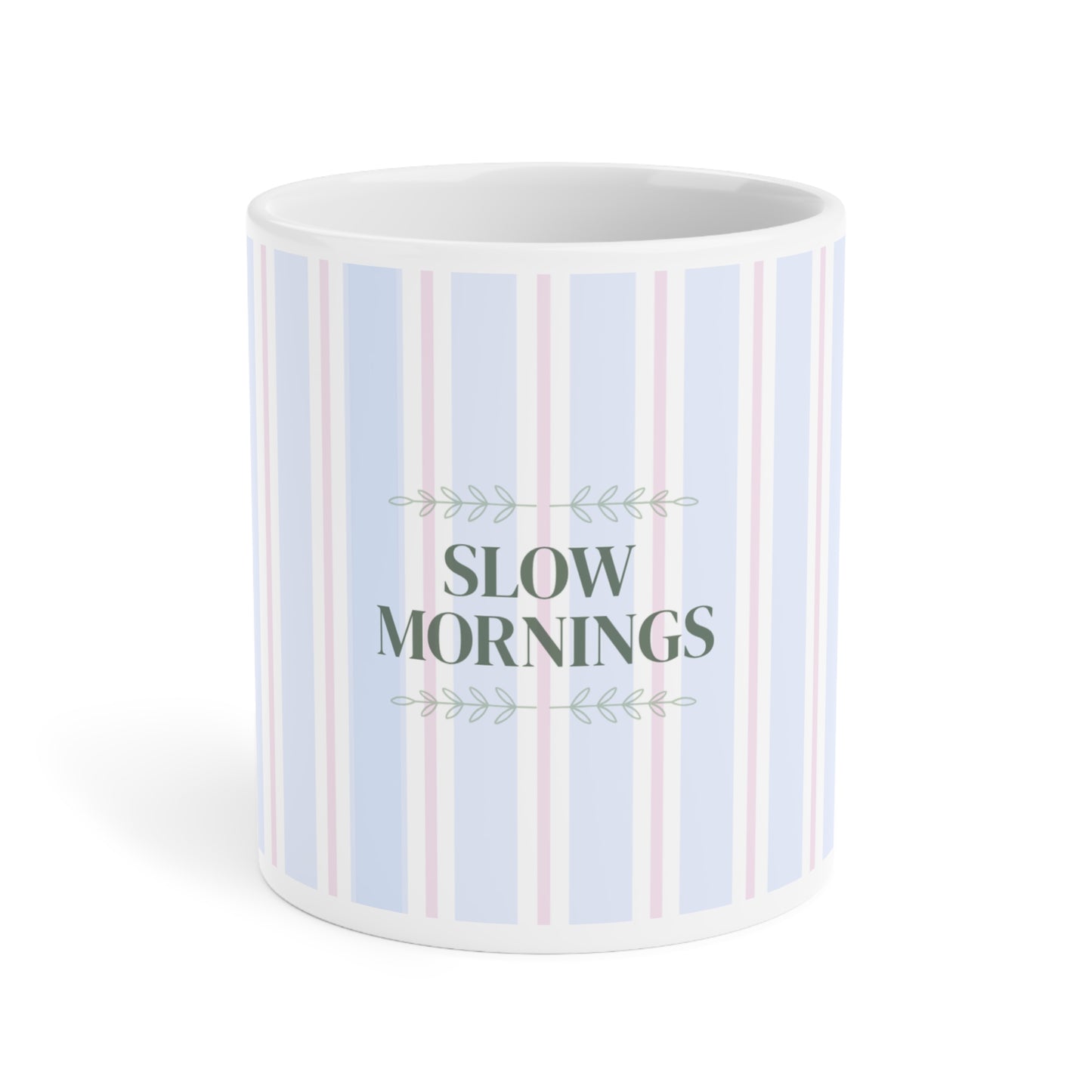 Slow Mornings Striped Ceramic Mug | Relaxing Coffee Gift