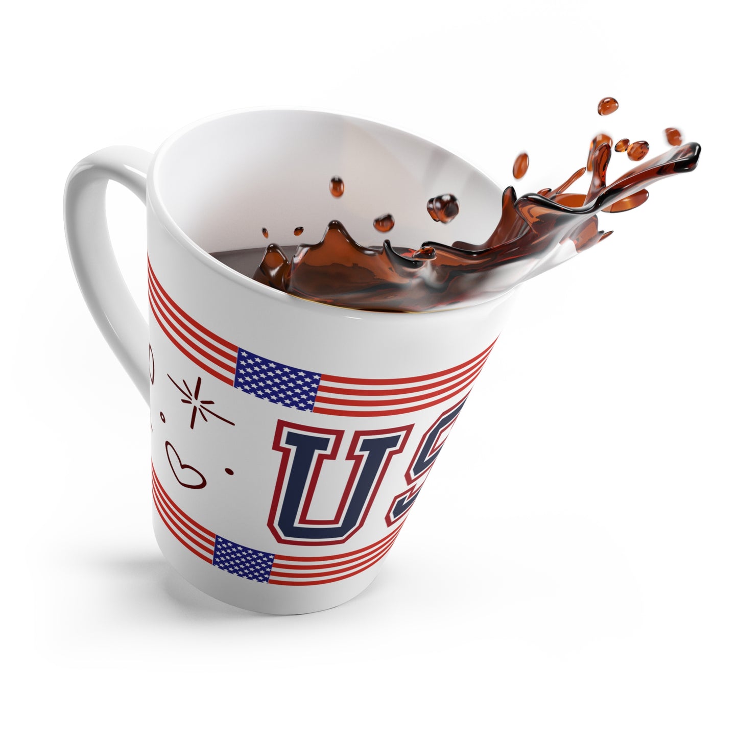 USA Patriotic Latte Mug | American Flag Coffee Gift