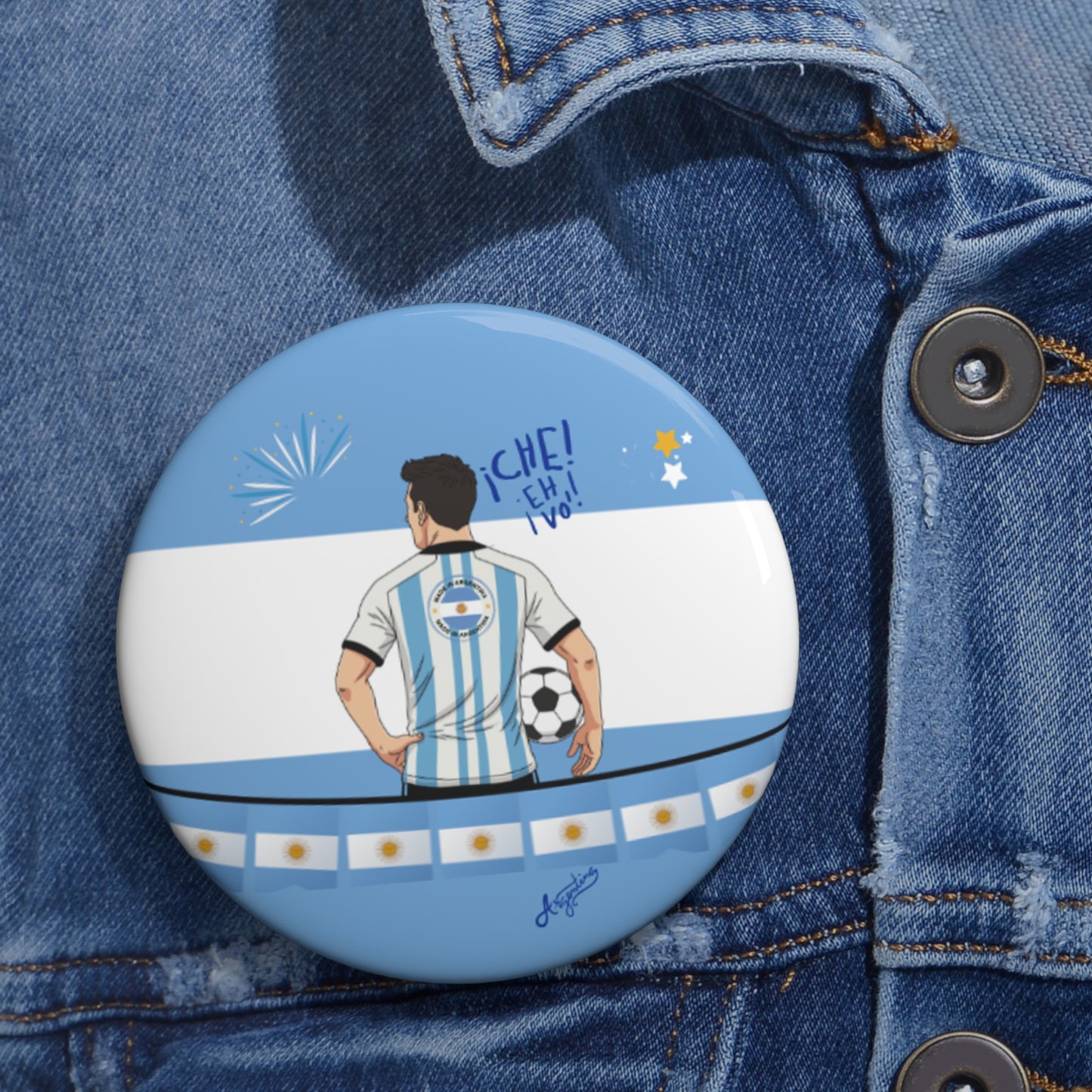 Argentine Football Player Pin Button | Soccer Fan Gift
