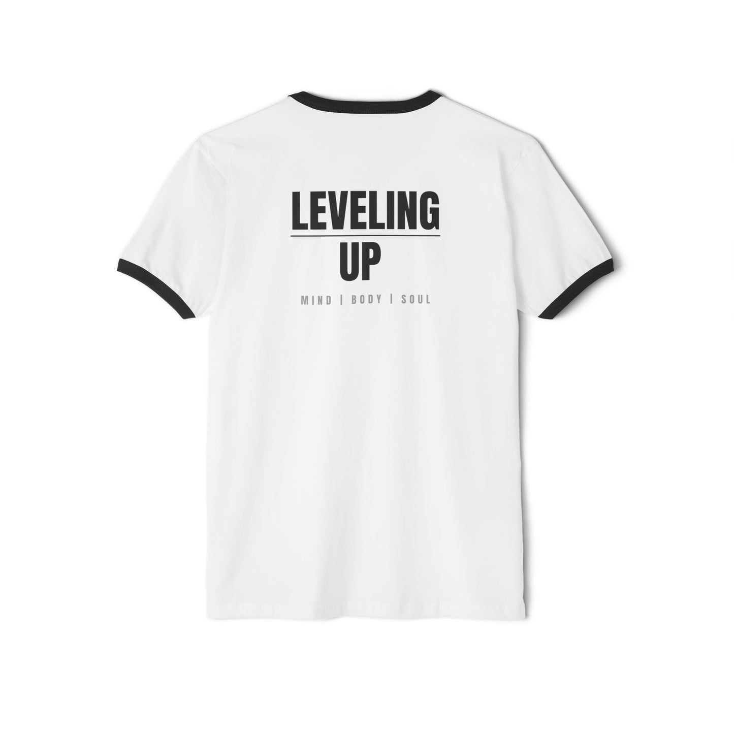Mind Body Soul Leveling Up Unisex Ringer Tee | Motivational Gift