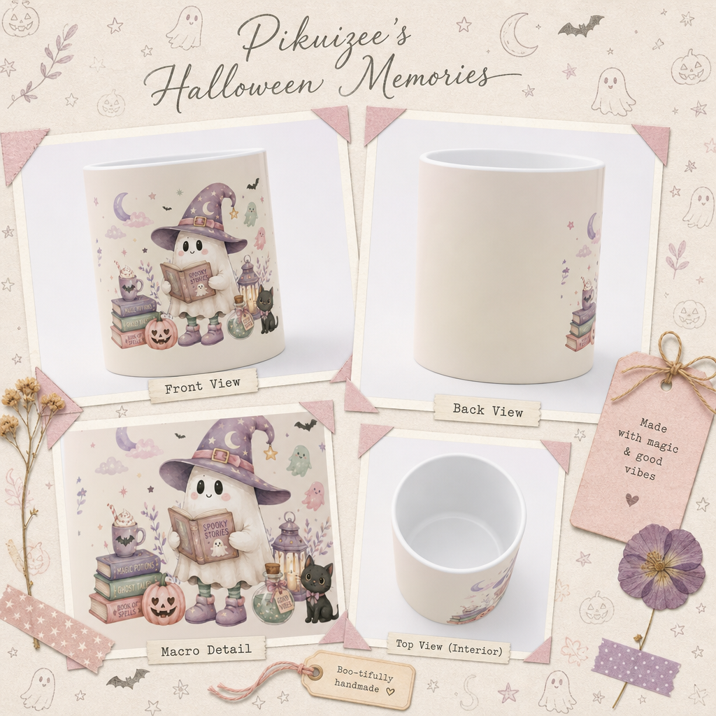 Cute Witch Ghost Ceramic Mug | Spooky Halloween Gift
