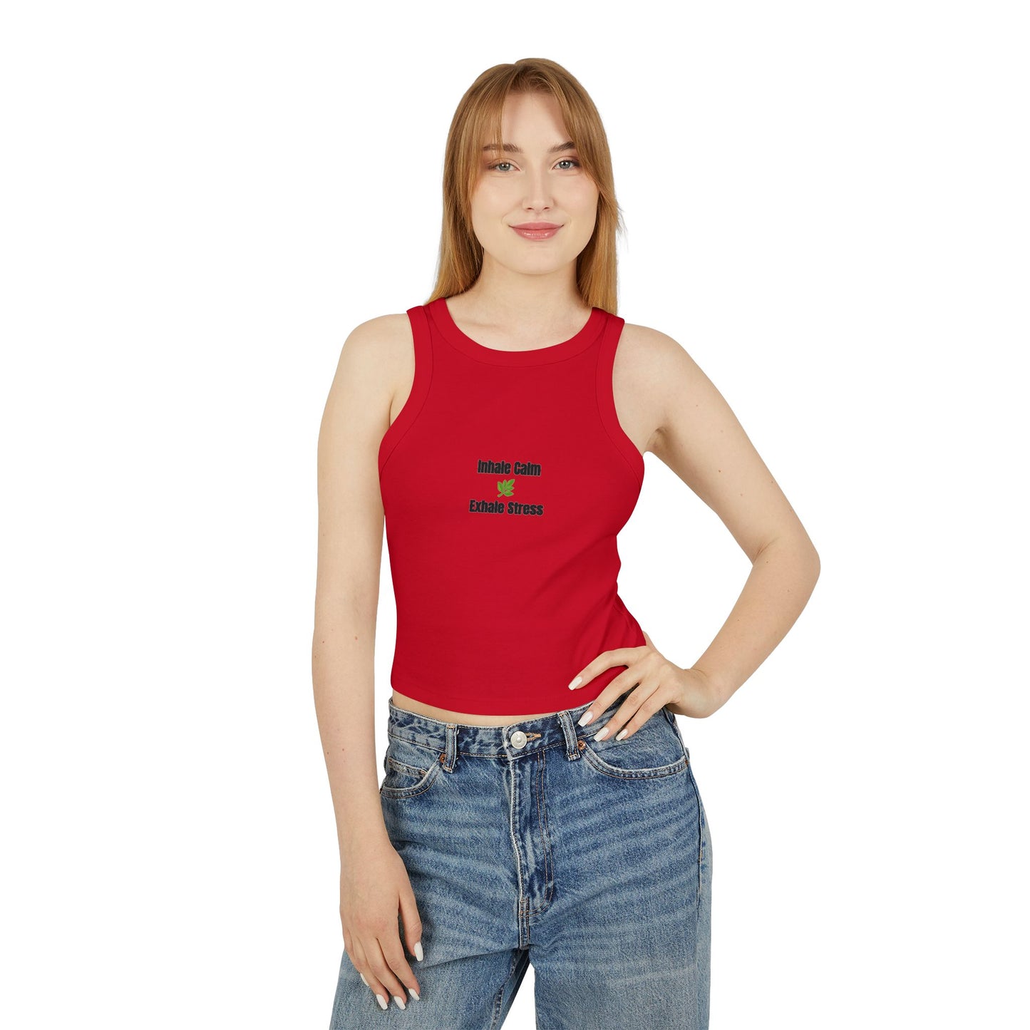 Botanical Leaf Pattern Women's Racer Tank | Eco-Minded Style
