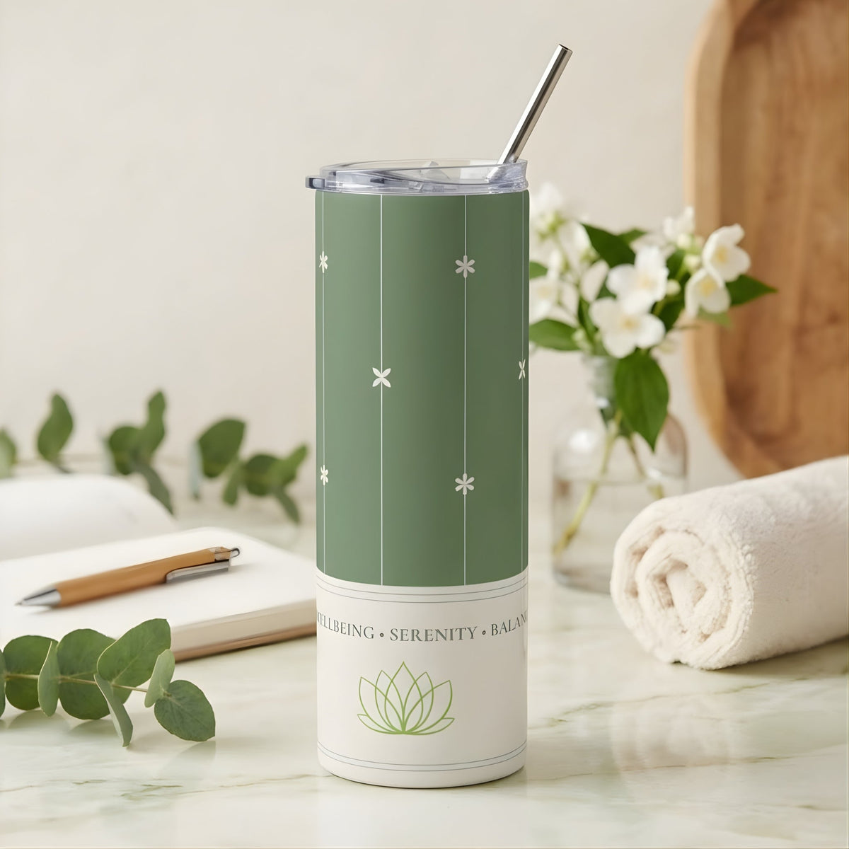 Serenity Slim Stainless Tumbler - Mug - 20oz tumbler - bridesmaid gift - Photo 3