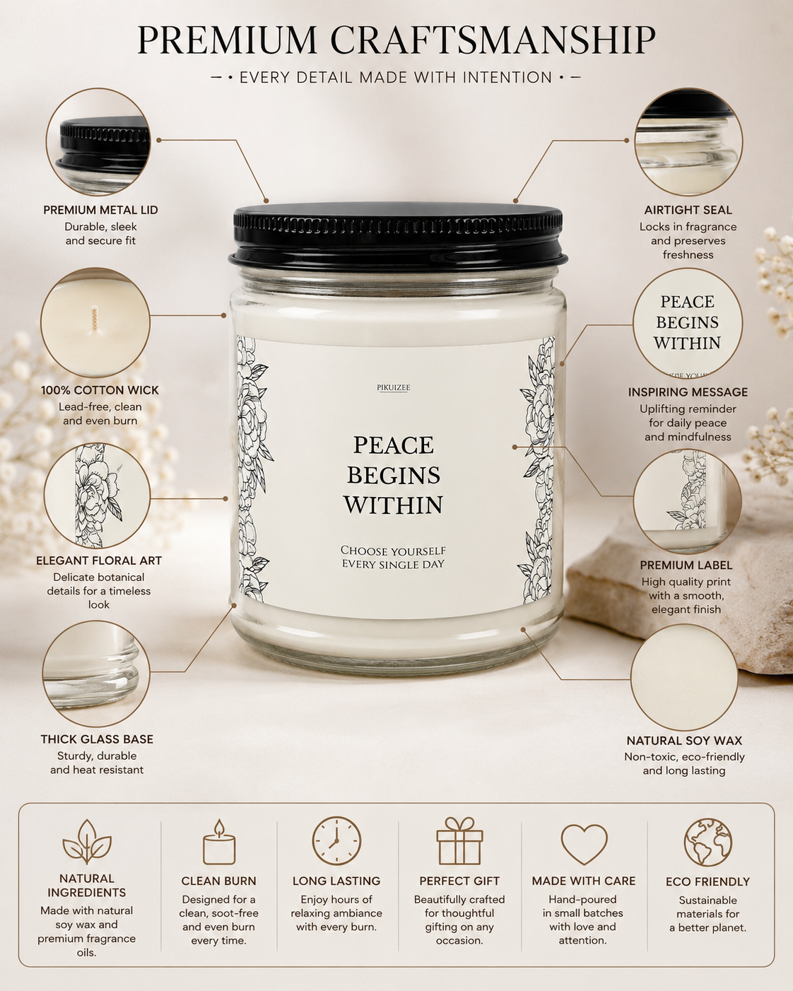 Peace Begins Within Soy Candle