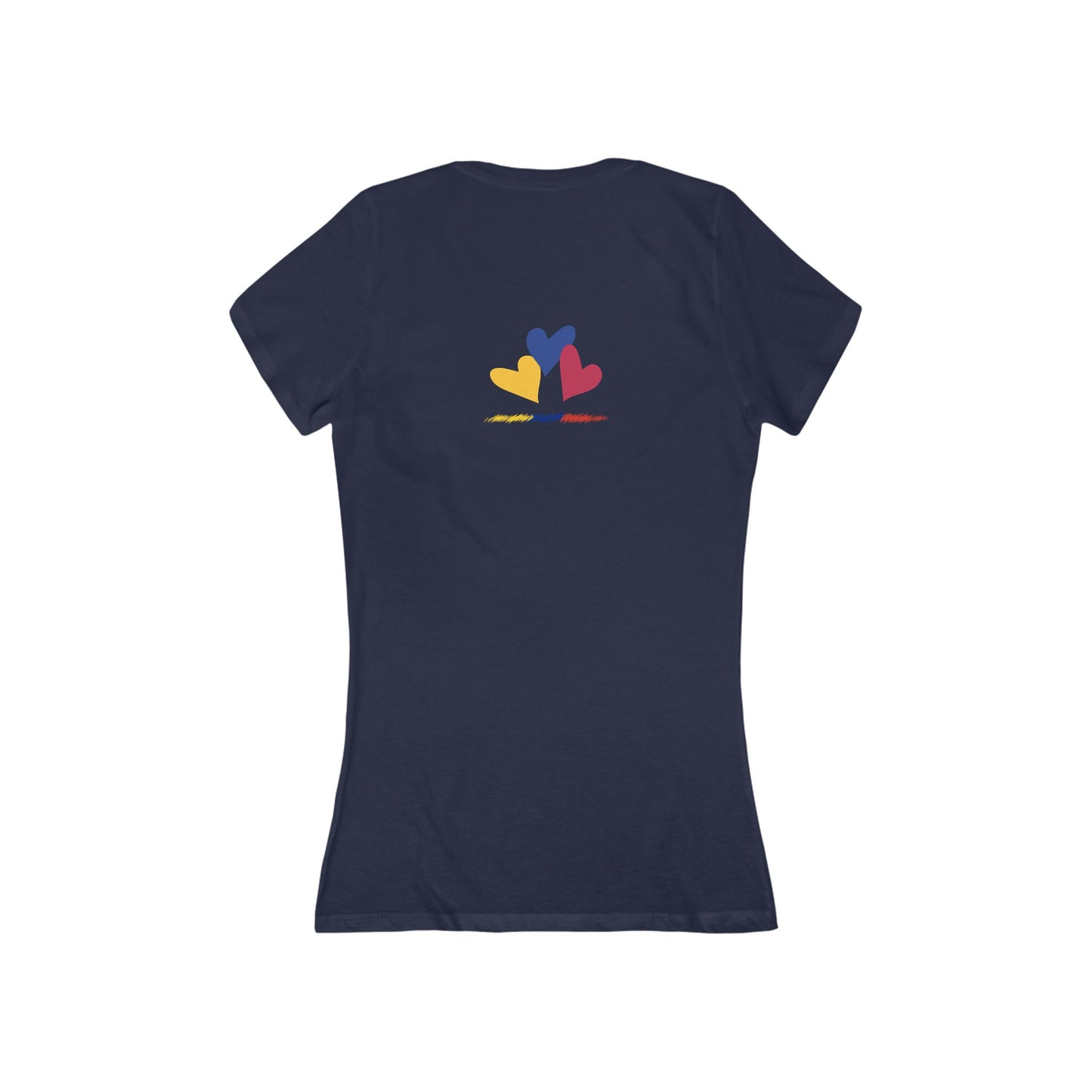 Colombia Flag Heart Women's V-Neck Tee | Patriotic Pride