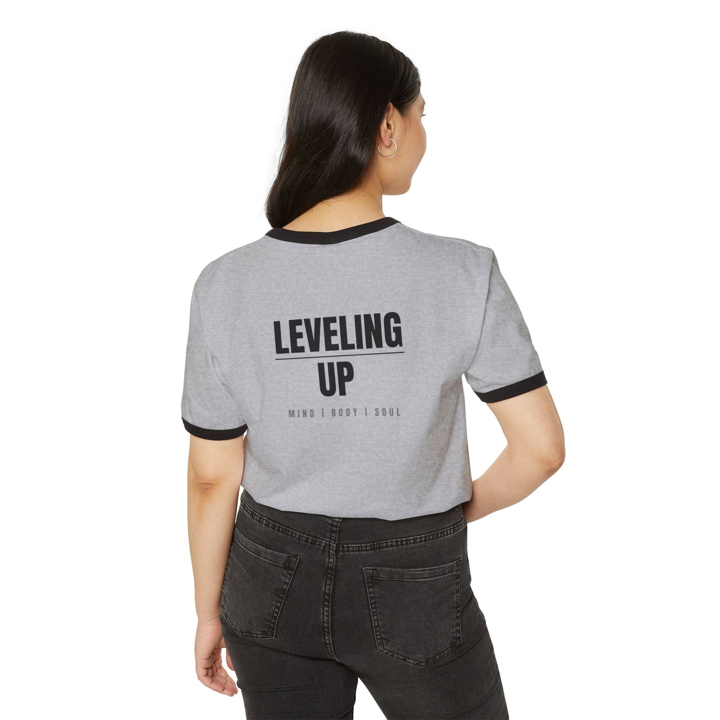 Mind Body Soul Leveling Up Unisex Ringer Tee | Motivational Gift