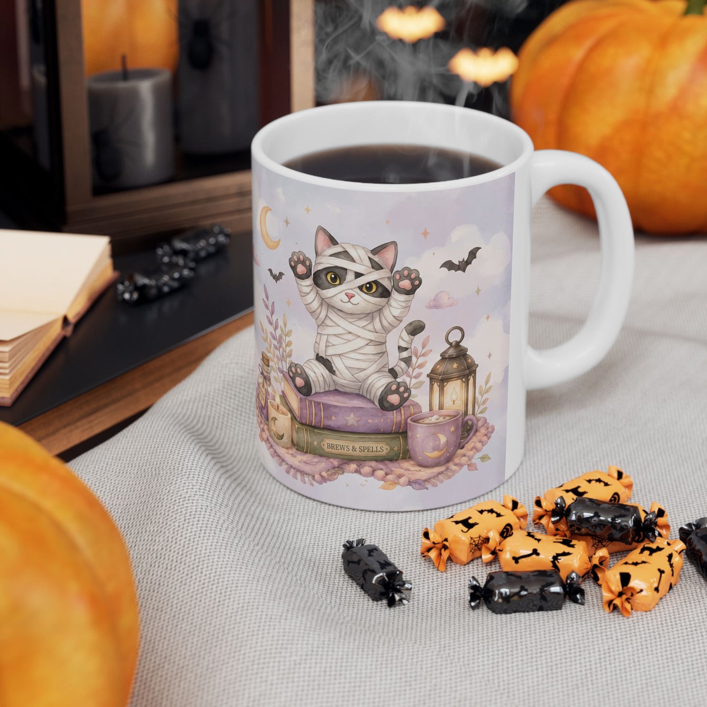 Whimsical Night Owl Ceramic Mug — Cute Moonlit Illustration (11oz, 15oz)