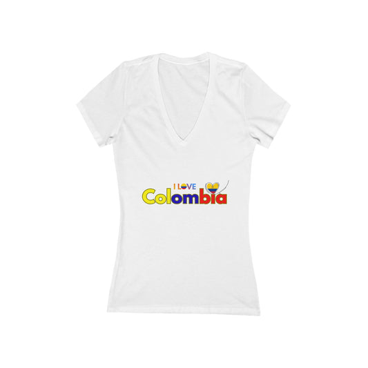 Colombia Love Flag Women's V-Neck Tee | Patriotic Gift