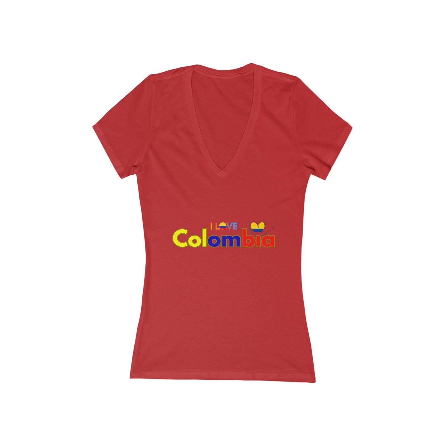 Colombia Love Flag Women's V-Neck Tee | Patriotic Gift