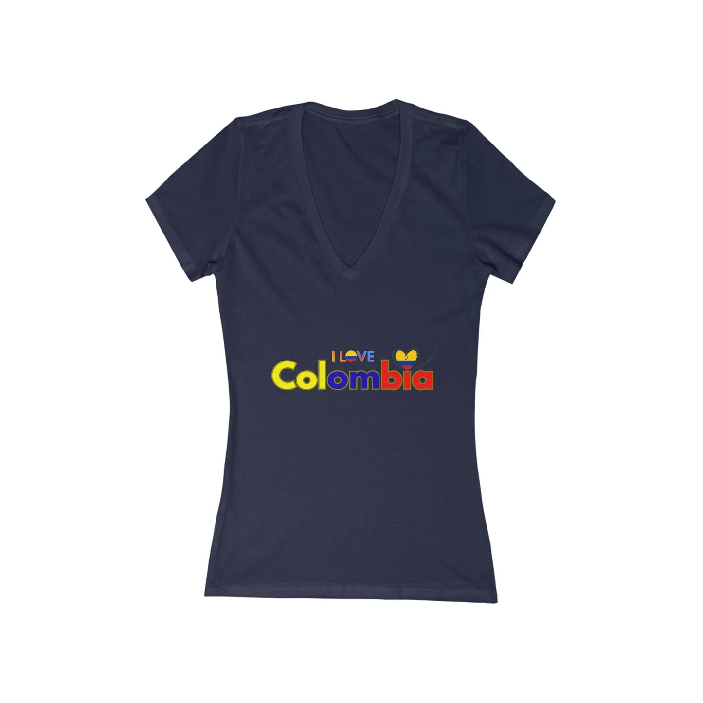 Colombia Love Flag Women's V-Neck Tee | Patriotic Gift