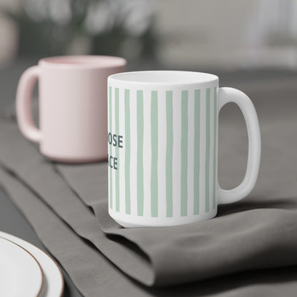 Peace Quote Ceramic Mug | Minimalist Striped Gift