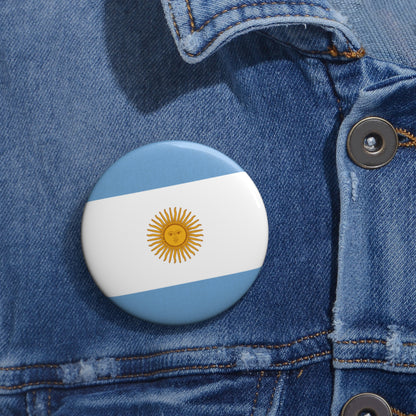 Argentine Flag Sun Pin Button | Patriotic Metal Badge