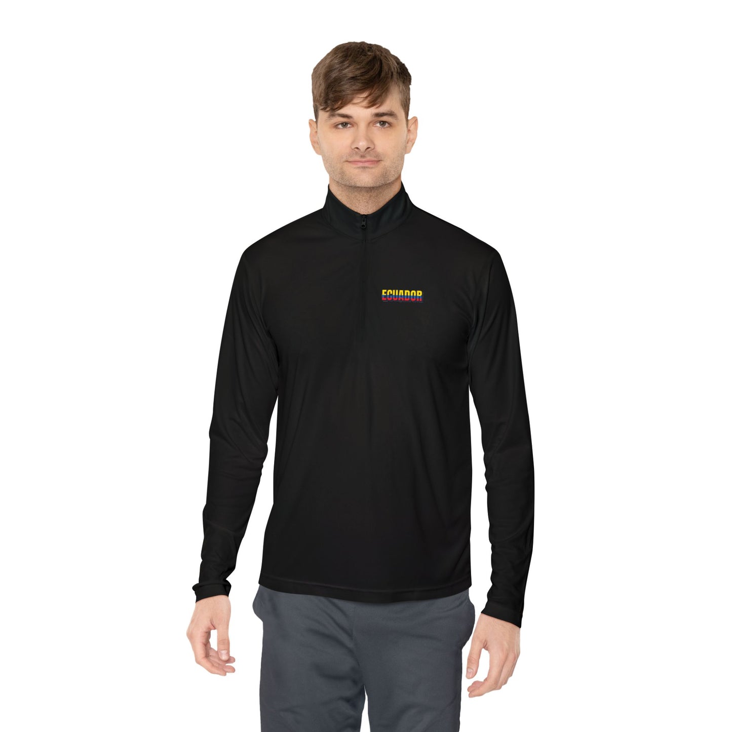 Ecuador Flag Quarter-Zip Pullover | Patriotic Sports Wear