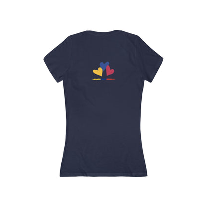 Colombia Love Flag Women's V-Neck Tee | Patriotic Gift