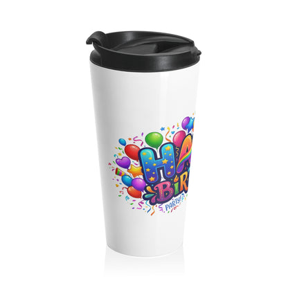 Happy Birthday Party Stainless Steel Travel Mug | Vibrant Celebration Gift
