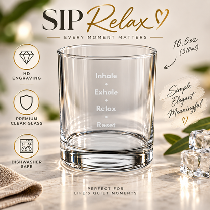 Inhale Exhale Relax Rocks Glass