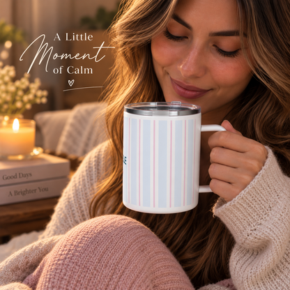 Inhale Striped Insulated Mug