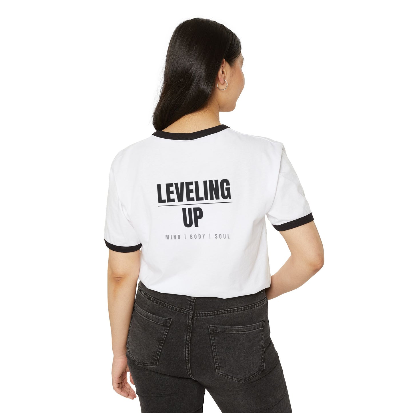 Mind Body Soul Leveling Up Unisex Ringer Tee | Motivational Gift