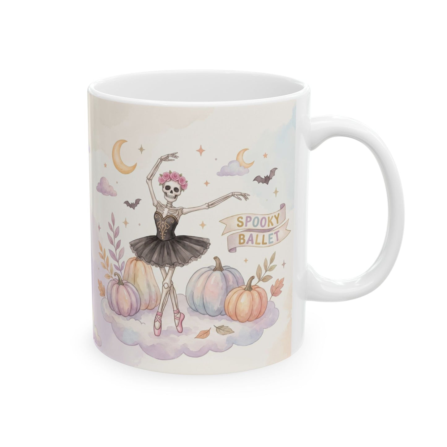 Ceramic Mug — Pastel Halloween Witch Pumpkin Night Sky (11oz, 15oz)