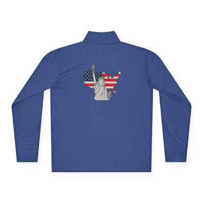 Patriotic Statue of Liberty Quarter-Zip Pullover | USA Flag Design