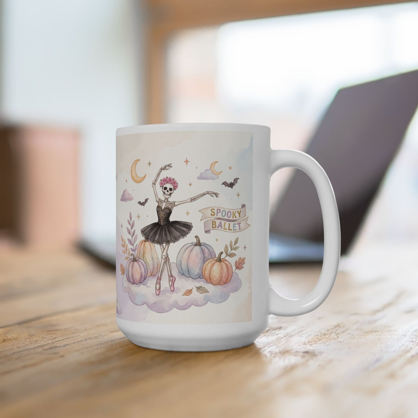 Ceramic Mug — Pastel Halloween Witch Pumpkin Night Sky (11oz, 15oz)
