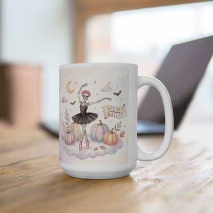 Ceramic Mug — Pastel Halloween Witch Pumpkin Night Sky (11oz, 15oz)