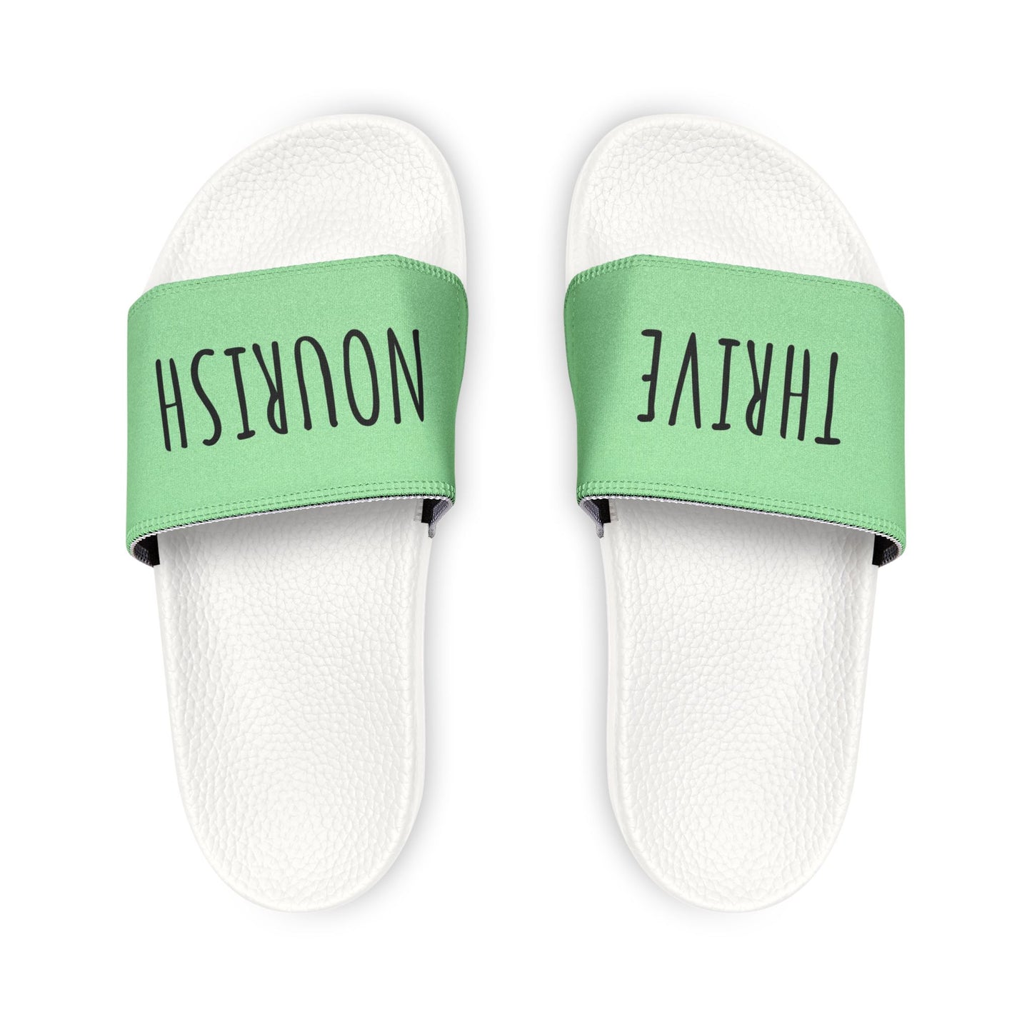 Nourish Typography Youth Slide Sandals | Minimalist Design