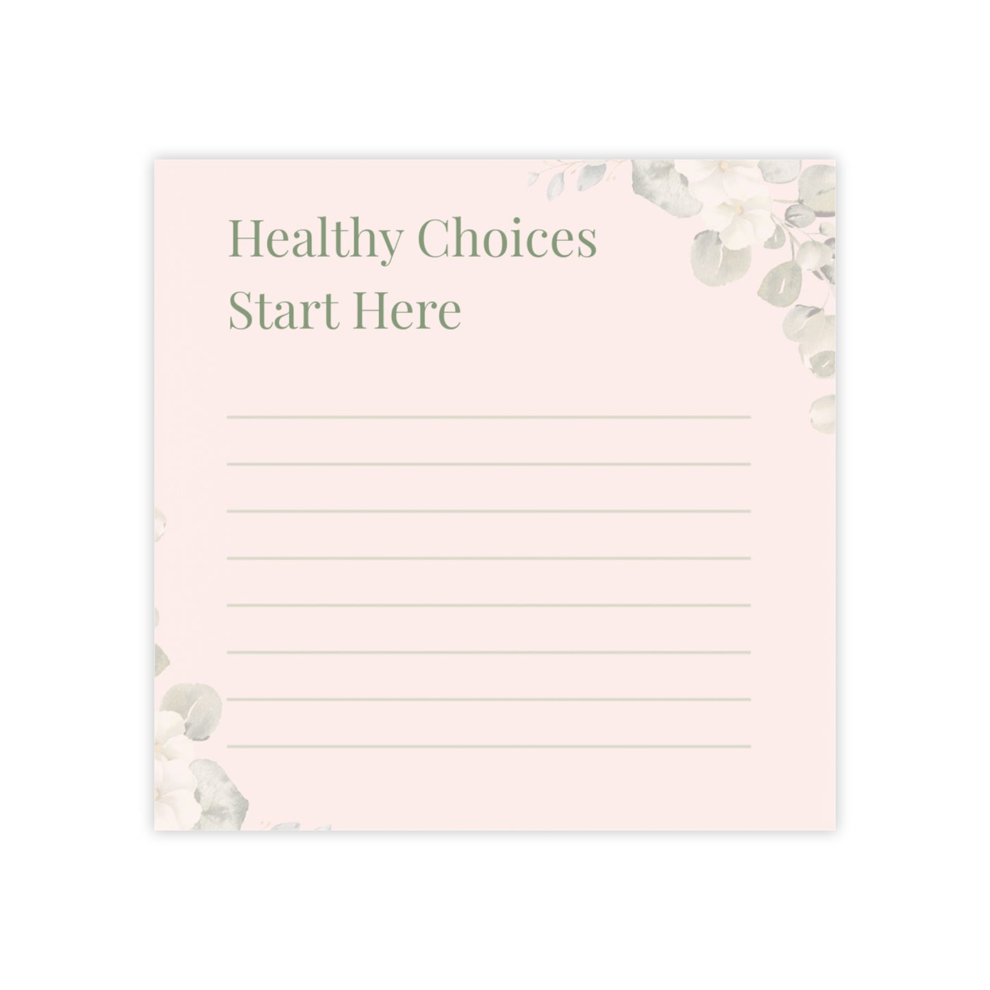 Healthy Choices Floral Sticky Notes | Wellness Reminder Pads