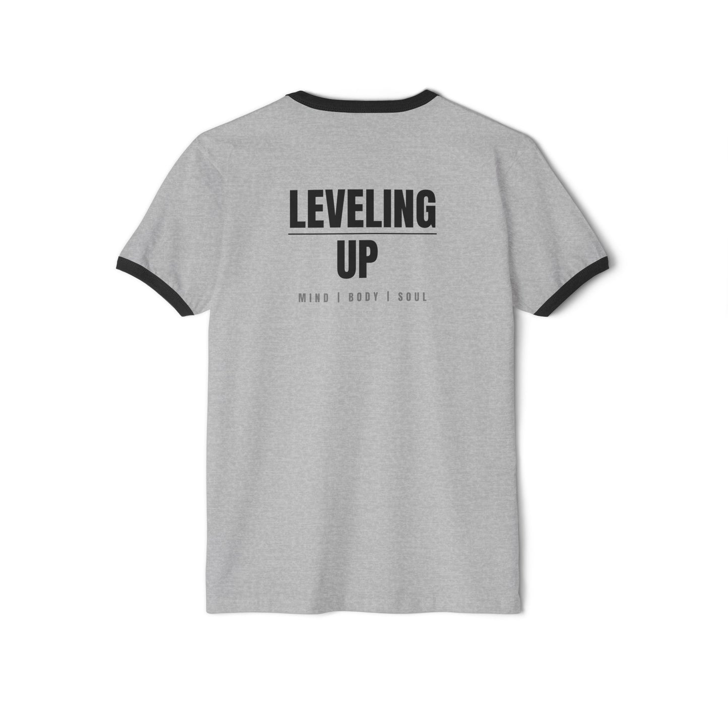 Mind Body Soul Leveling Up Unisex Ringer Tee | Motivational Gift