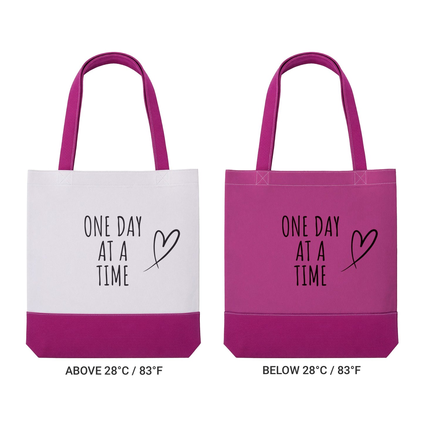 One Day at a Time Heart Tote Bag | Motivational Canvas Gift