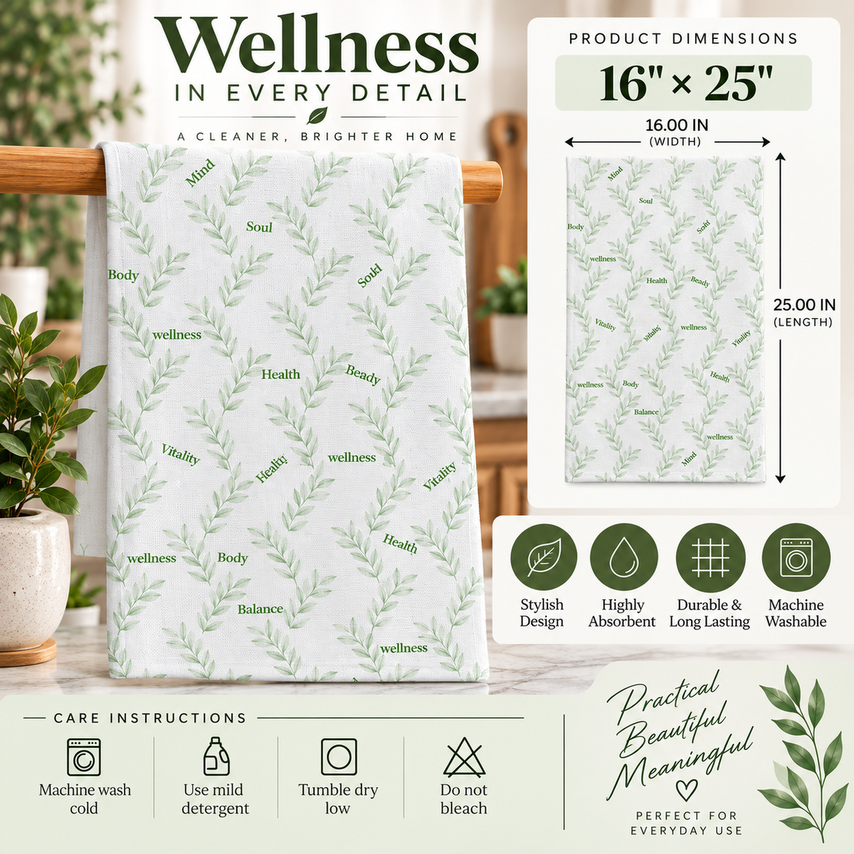 Mind Body Soul Tea Towel