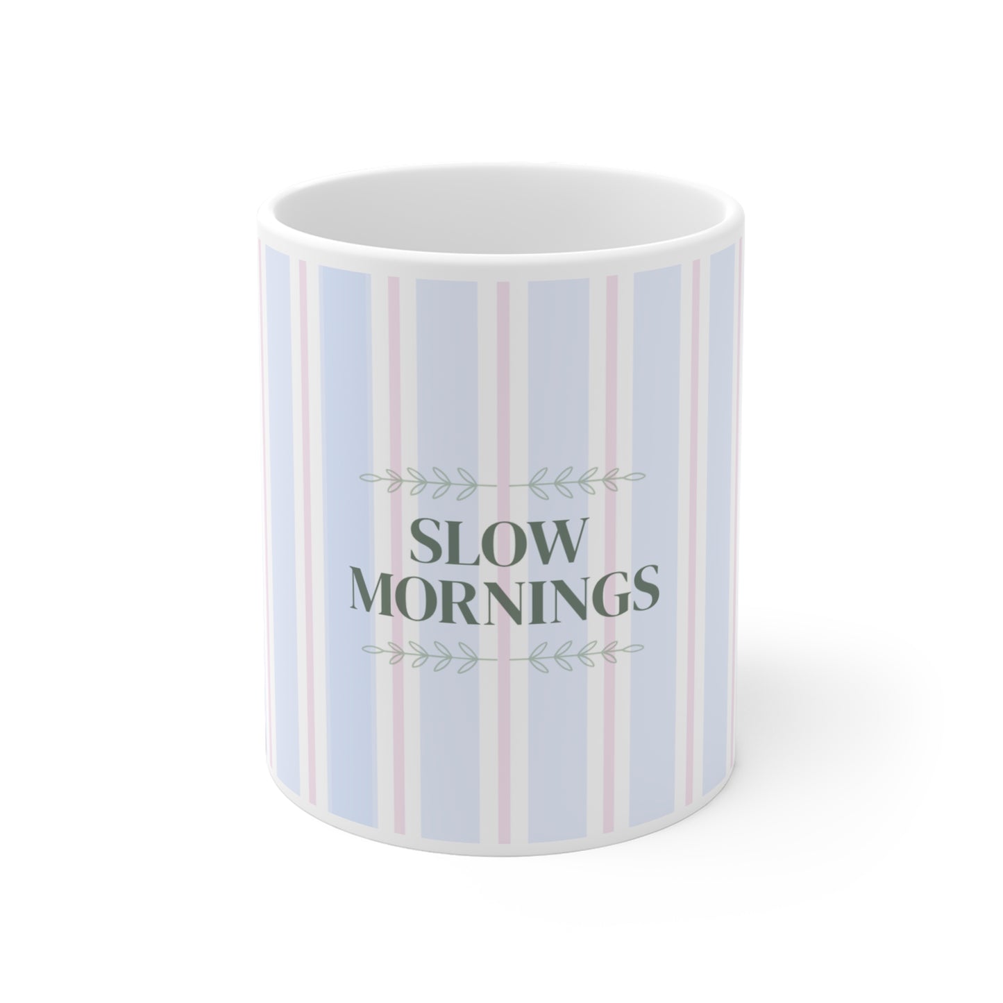 Slow Mornings Striped Ceramic Mug | Relaxing Coffee Gift