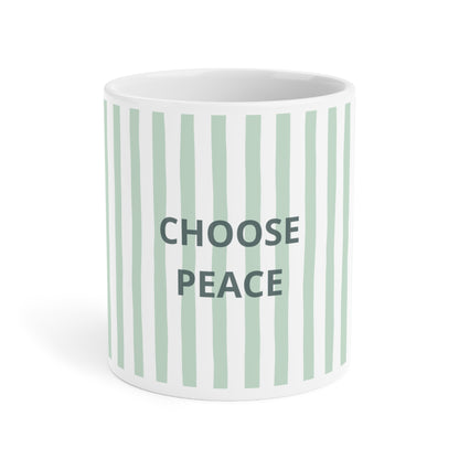 Peace Quote Ceramic Mug | Minimalist Striped Gift