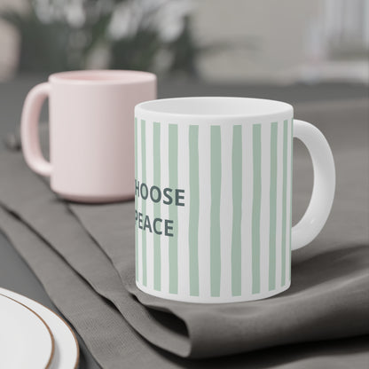 Peace Quote Ceramic Mug | Minimalist Striped Gift