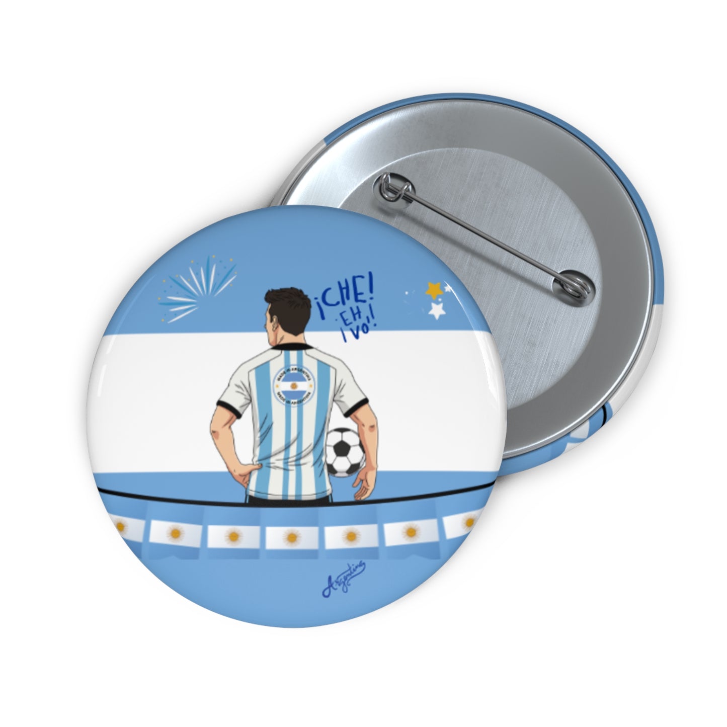 Argentine Football Player Pin Button | Soccer Fan Gift