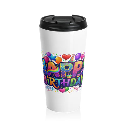 Happy Birthday Party Stainless Steel Travel Mug | Vibrant Celebration Gift
