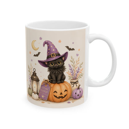 Witchy Magic Ceramic Mug — Cute Halloween Witch Pumpkin Lantern Coffee Cup (11oz/15oz)