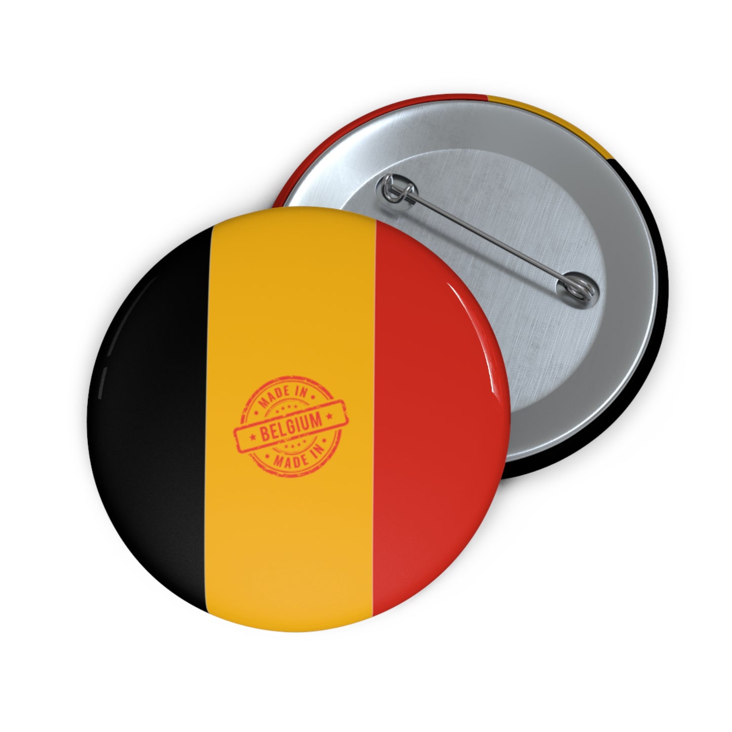 Belgium Flag Made Stamp Pin Button | Country Pride Badge