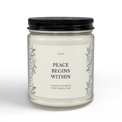 Peace Within Motivational Scented Soy Candle | Wellness Gift