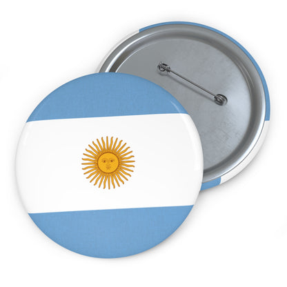 Argentine Flag Sun Pin Button | Patriotic Metal Badge