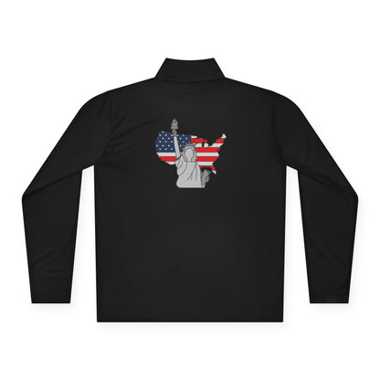 Patriotic Statue of Liberty Quarter-Zip Pullover | USA Flag Design