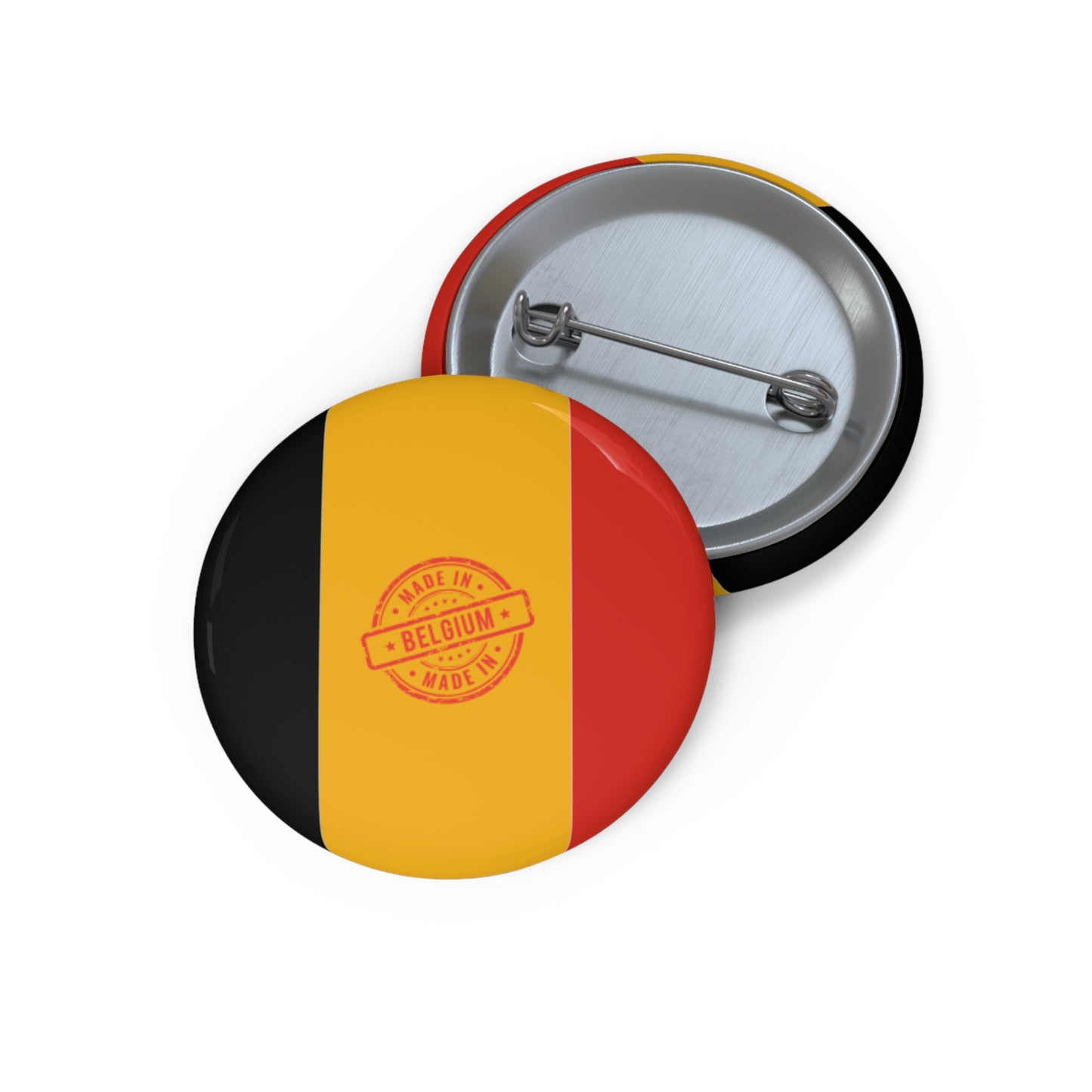 Belgium Flag Made Stamp Pin Button | Country Pride Badge