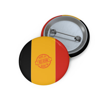 Belgium Flag Made Stamp Pin Button | Country Pride Badge
