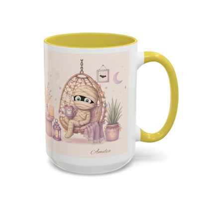 Cozy Mummy in Hanging Chair Mug | Halloween Mummy Coffee Cup