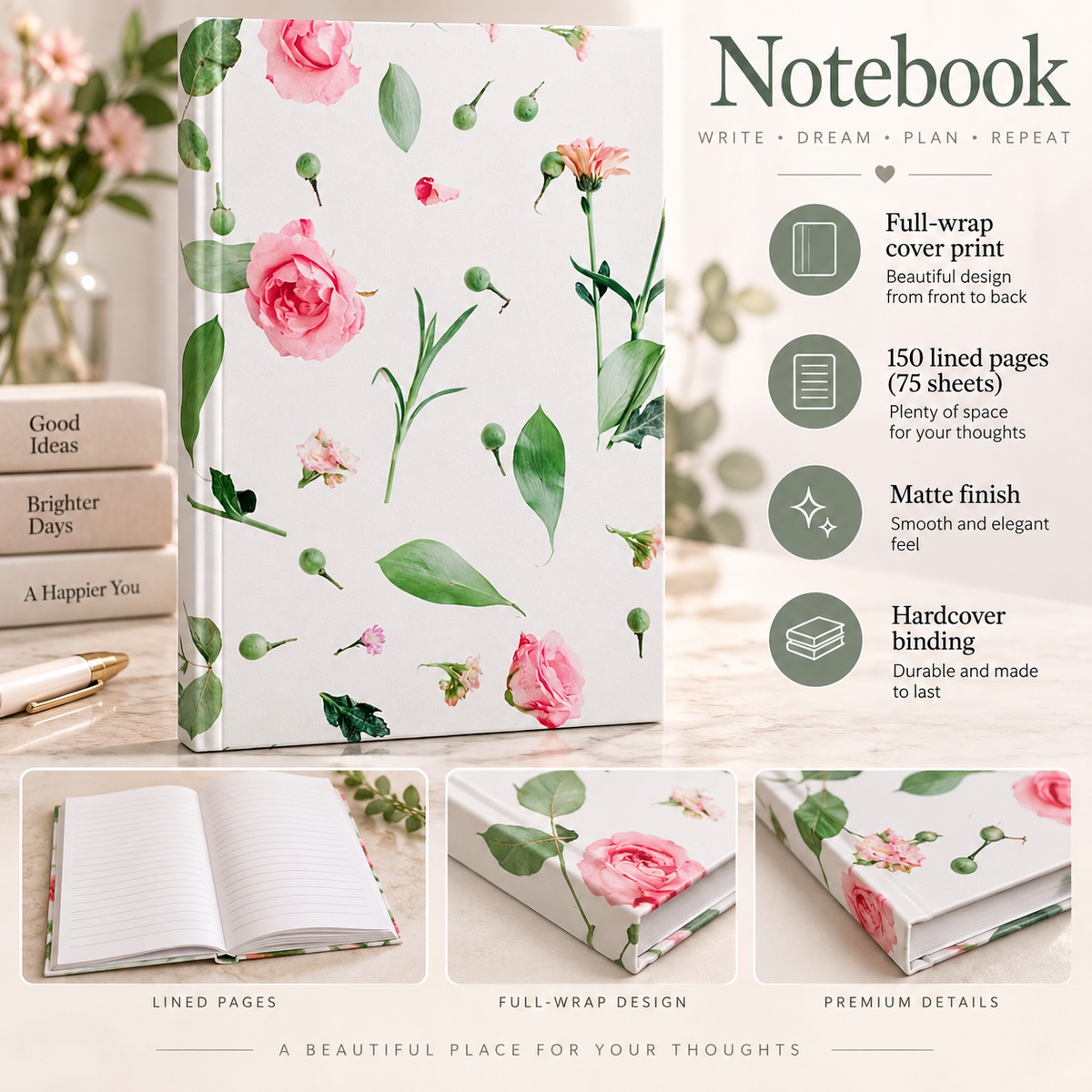 Pink Rose Garden Journal