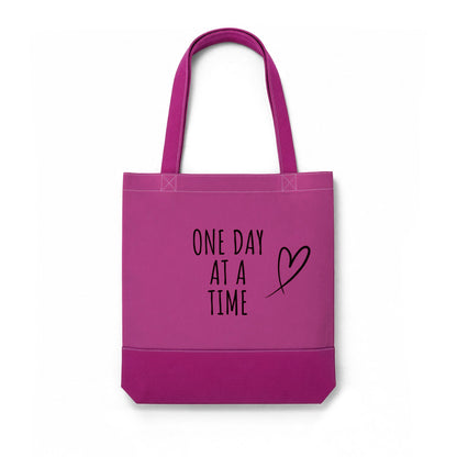 One Day at a Time Heart Tote Bag | Motivational Canvas Gift