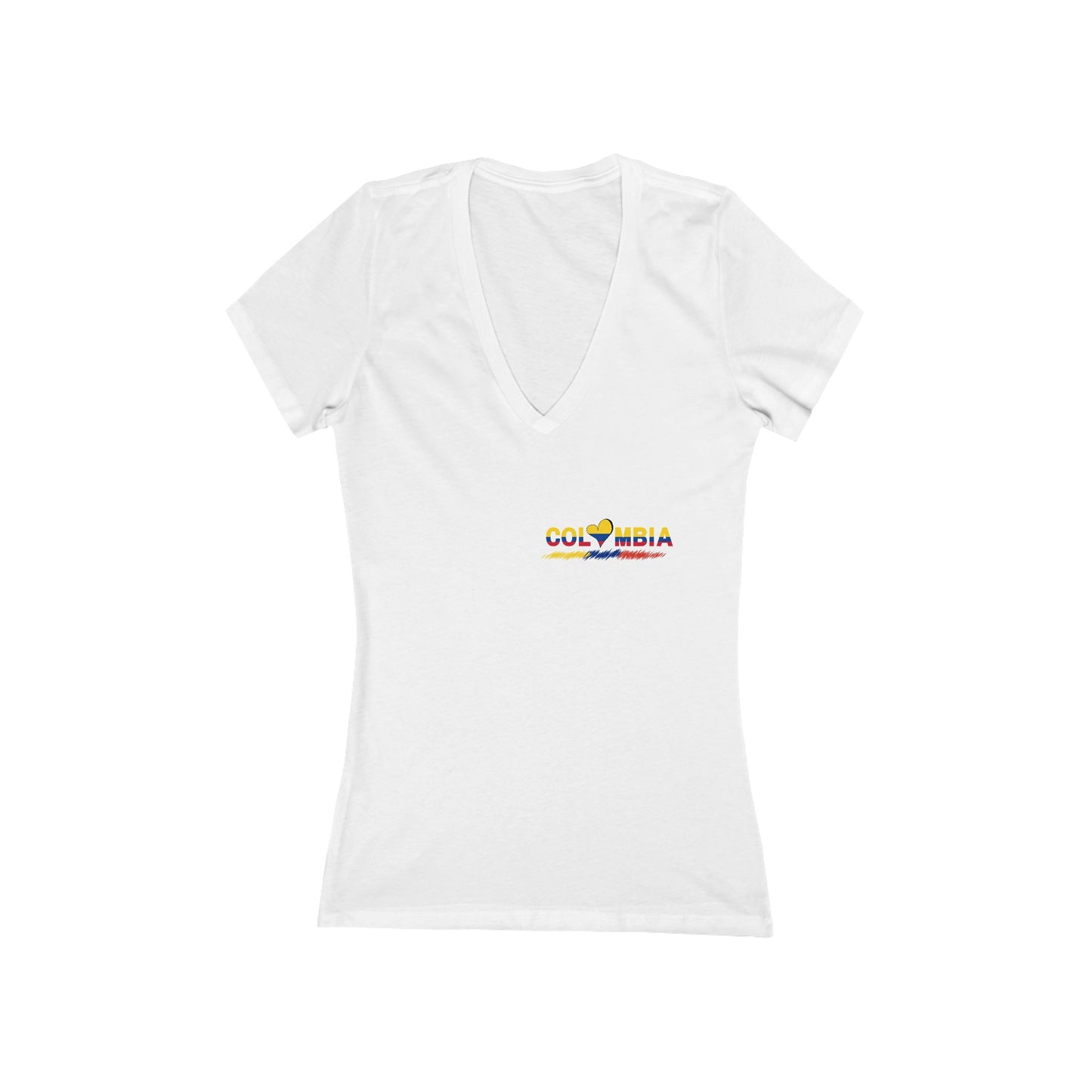 Colombia Flag Heart Women's V-Neck Tee | Patriotic Pride