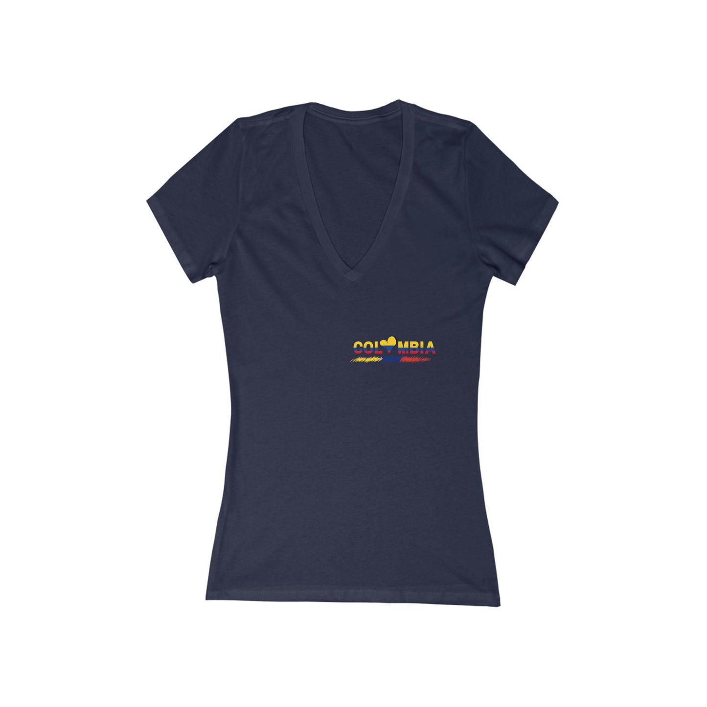 Colombia Flag Heart Women's V-Neck Tee | Patriotic Pride