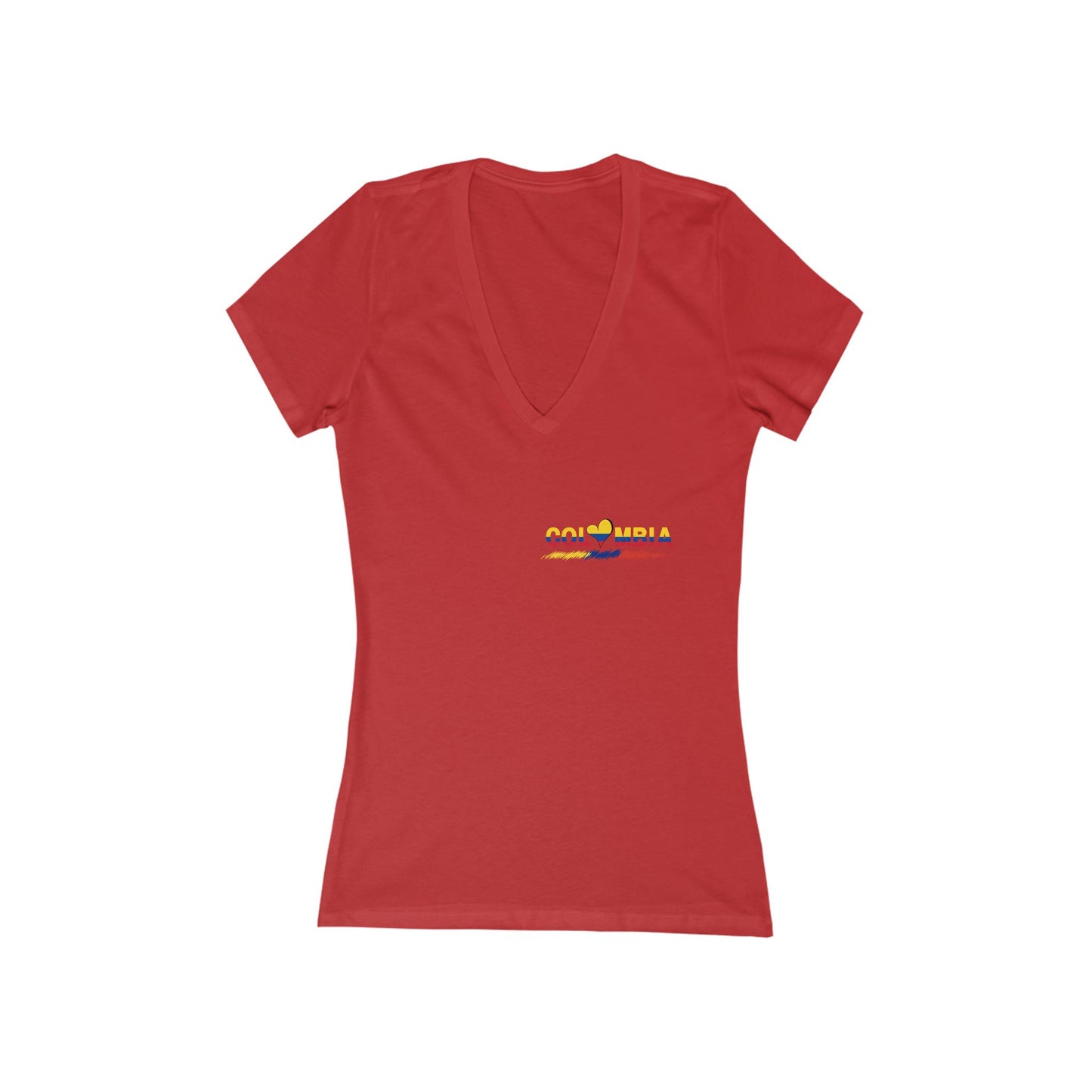Colombia Flag Heart Women's V-Neck Tee | Patriotic Pride