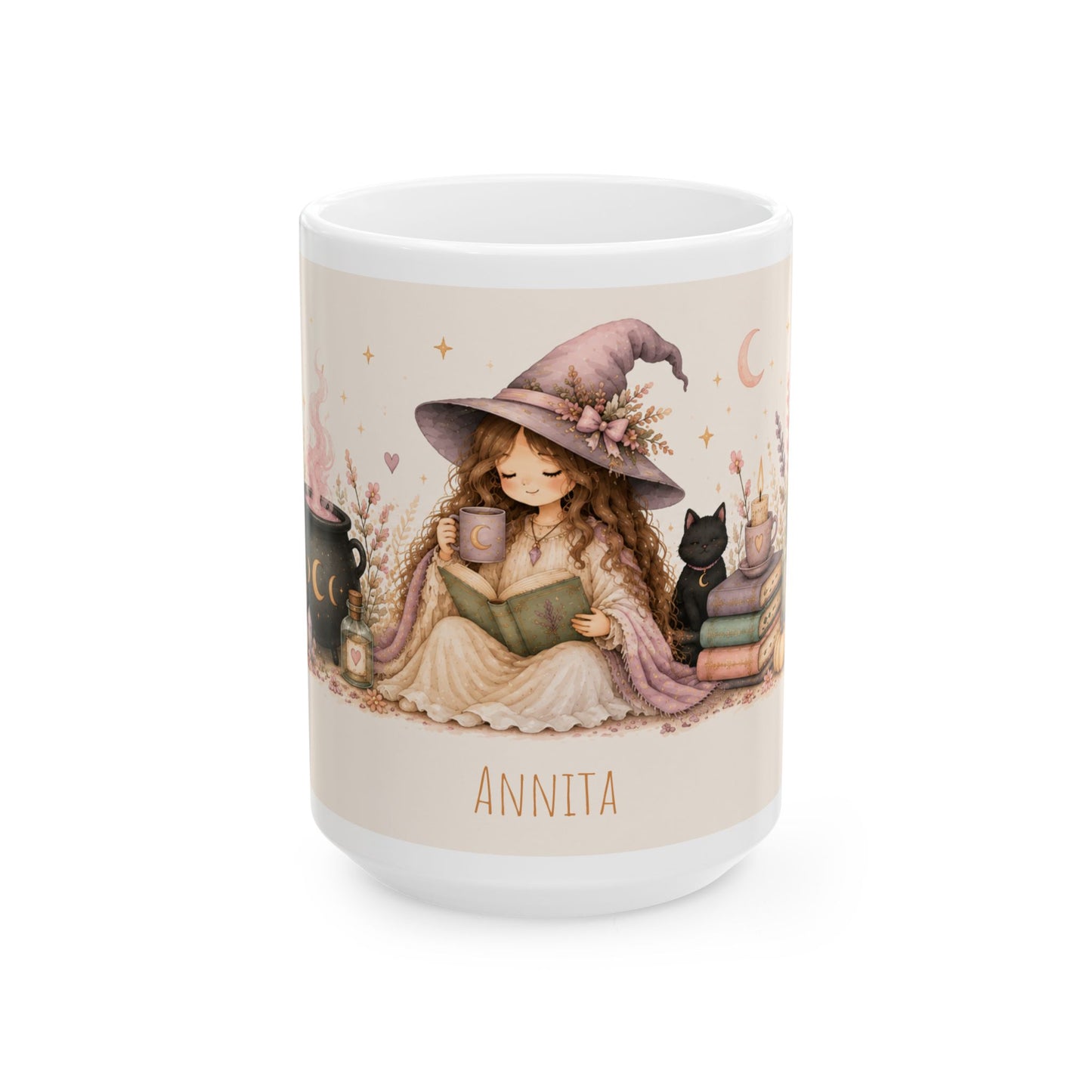 Cozy Witch Girl Reading Mug | Ceramic Coffee Cup